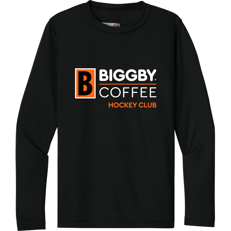 Biggby Coffee Hockey Club Youth Cooling Performance Long Sleeve Tee