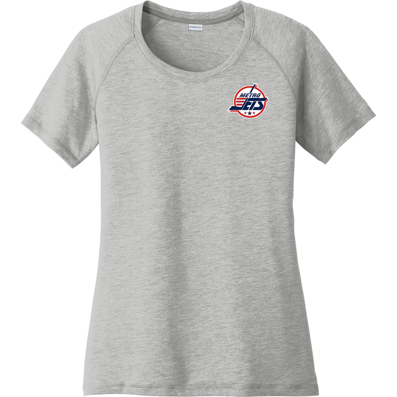 Metro Jets Ladies PosiCharge Tri-Blend Wicking Scoop Neck Raglan Tee