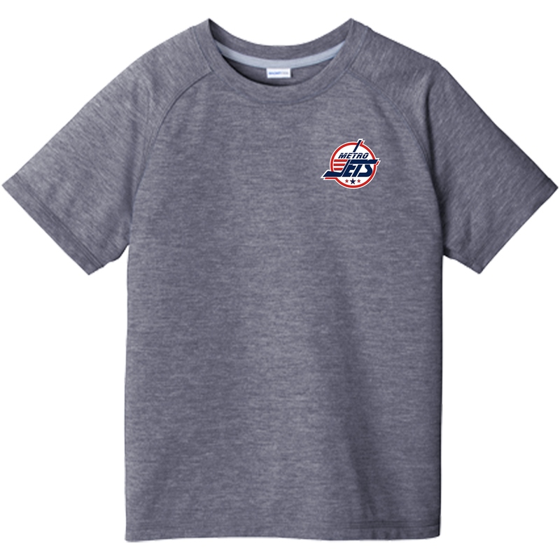 Metro Jets Youth PosiCharge Tri-Blend Wicking Raglan Tee